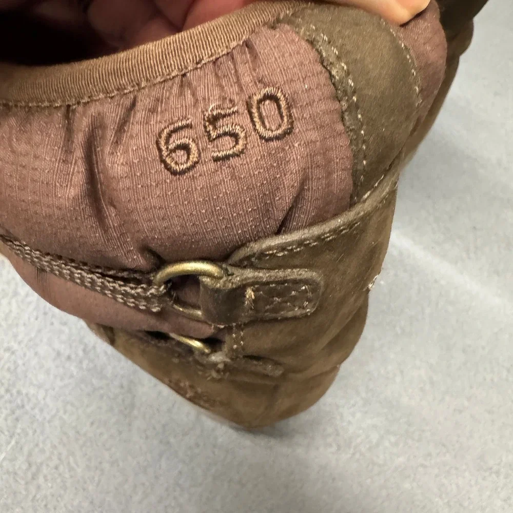 Timberland Boots Womens 9.5 Sherpa Lined‎ 650 Down Insulated Brown Leather